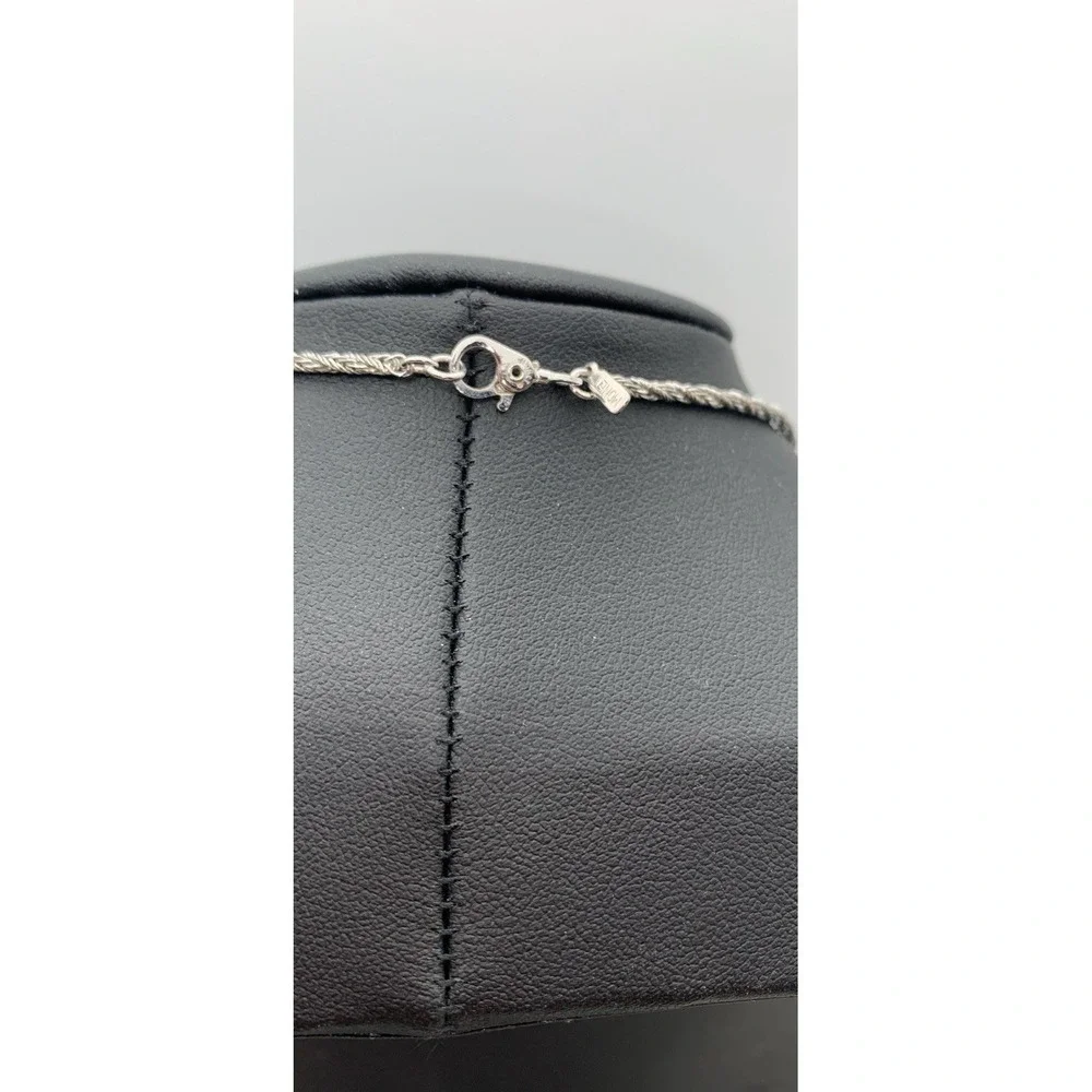 Vintage Monet Silver Tone Knotted Articulated Sash Tie Pendant Twist Rope Chain